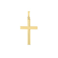 14K yellow gold ribbed high-polish cross pendant with rounded bail