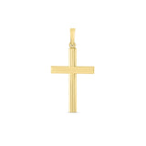 14k Yellow Gold High Polish Ribber Cross Pendant thumbnail 1
