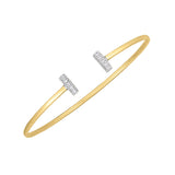 14k Two Tone Gold Diamond Tee Bar Bangle (2.00 mm) thumbnail 2