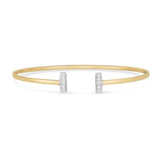 14k Two Tone Gold Diamond Tee Bar Bangle (2.00 mm) thumbnail 3