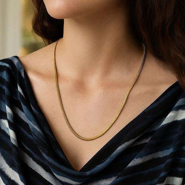 14K Yellow Gold Oval Snake Chain (3.30 mm)