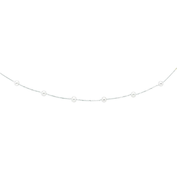 14k White Gold Necklace with White Pearls