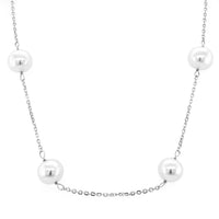 14k White Gold Necklace with White Pearls