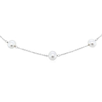 14k White Gold Necklace with White Pearls