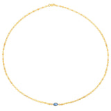 14K Yellow Gold Blue Topaz Mirrored Chain (2.20 mm) thumbnail 2