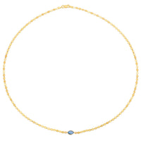 14K Yellow Gold Blue Topaz Mirrored Chain (2.20 mm)