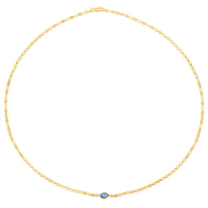 14K Yellow Gold Blue Topaz Mirrored Chain (2.20 mm)
