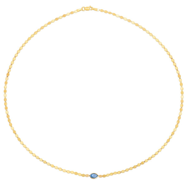 14K Yellow Gold Blue Topaz Mirrored Chain (2.20 mm)