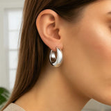 Sterling Silver Sculpted Hoop Earrings thumbnail 2