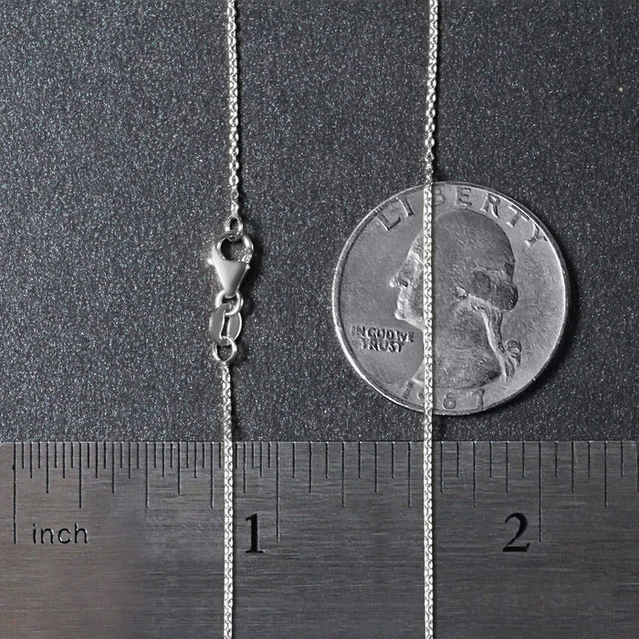 18k White Gold Round Cable Link Chain (0.97 mm)