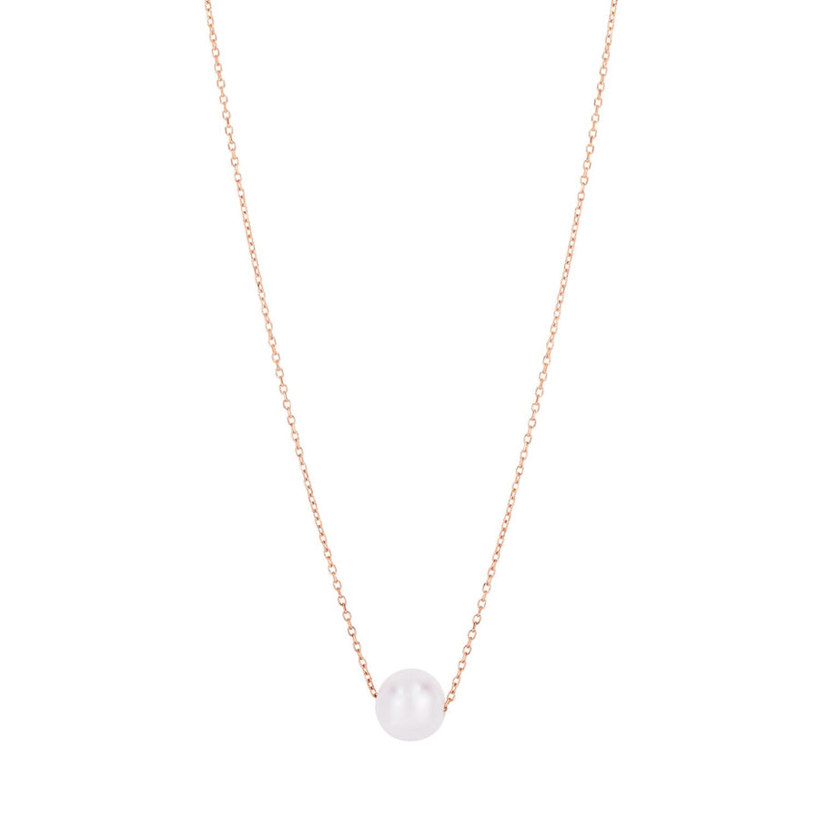 14k Rose Gold Pearl Solitaire Necklace