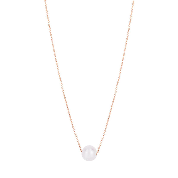 14k Rose Gold Pearl Solitaire Necklace