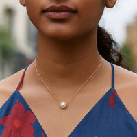14k Rose Gold Pearl Solitaire Necklace