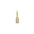 14K yellow gold champagne bottle charm pendant with integrated bail