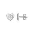 14K white gold scribble heart stud earrings with open heart-shape outlines