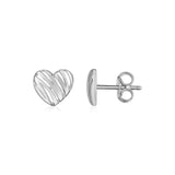 14K White Gold High Polish Scribble Heart Stud Earrings thumbnail 1