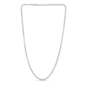 Sterling Silver Rhodium Plated Rockstar Cut Round Box Chain (2.90 mm)