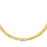 14K Yellow Gold Triple Row Diamond Omega Necklace thumbnail 2