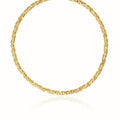 14K yellow gold Byzantine chain necklace with woven interlocking links