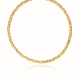 14K yellow gold Byzantine chain necklace with woven interlocking links thumbnail 1