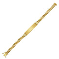 14K yellow gold Cuban link ID bracelet, 7.20 mm wide with center plate