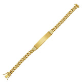 14K yellow gold Cuban link ID bracelet, 7.20 mm wide with center plate thumbnail 1