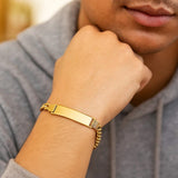 14K Yellow Gold Lite Cuban ID Bracelet (7.20 mm) thumbnail 3