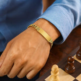 14K Yellow Gold Lite Cuban ID Bracelet (7.20 mm) thumbnail 4