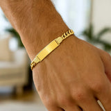 14K Yellow Gold Lite Cuban ID Bracelet (7.20 mm) thumbnail 5