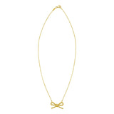 14K yellow gold twisted rope bow necklace with polished chain thumbnail 1