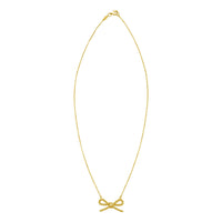 14K Yellow Gold Polished Twisted Rope Bow Necklace
