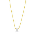 14K yellow gold X initial pendant necklace with diamond accent