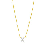 14K Yellow Gold Mini Diamond X Initial Pendant Necklace thumbnail 1