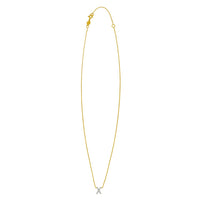 14K Yellow Gold Mini Diamond X Initial Pendant Necklace