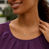 14K Yellow Gold Mini Diamond X Initial Pendant Necklace thumbnail 4