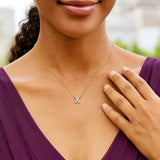 14K Yellow Gold Mini Diamond X Initial Pendant Necklace thumbnail 5
