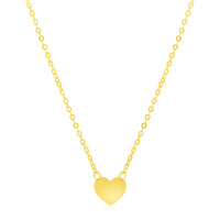 14k Yellow Gold Polished Mini Heart Necklace