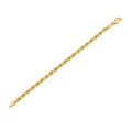 14K yellow gold rope chain bracelet in 4.30 mm width with secure clasp