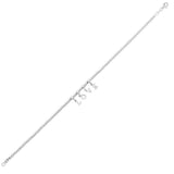 925 sterling silver rhodium plated Love beaded anklet with heart station thumbnail 1