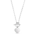 925 sterling silver heart toggle necklace with rhodium plated finish