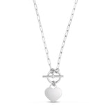Sterling Silver Rhodium Plated Heart Toggle Necklace thumbnail 1