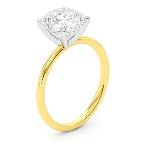 3 Carat Cushion Lab Grown IGI G/VS1 Diamond Solitaire Ring in 14K Yellow Gold