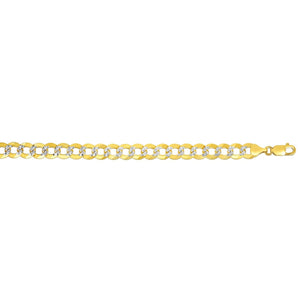 14k Two Tone Gold Pave Curb Bracelet (8.30 mm)