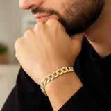 14k Two Tone Gold Pave Curb Bracelet (8.30 mm) thumbnail 3