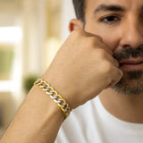 14k Two Tone Gold Pave Curb Bracelet (8.30 mm) thumbnail 4