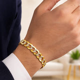 14k Two Tone Gold Pave Curb Bracelet (8.30 mm) thumbnail 5