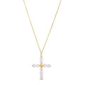 14K yellow gold cross pendant with pear pearl stone