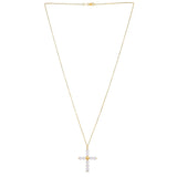 14k Yellow Gold Pearl Cross Pendant thumbnail 2