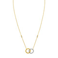 14K two-tone gold interlocking circle necklace with yellow and white gold pendant