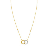 14K two-tone gold interlocking circle necklace with yellow and white gold pendant thumbnail 1